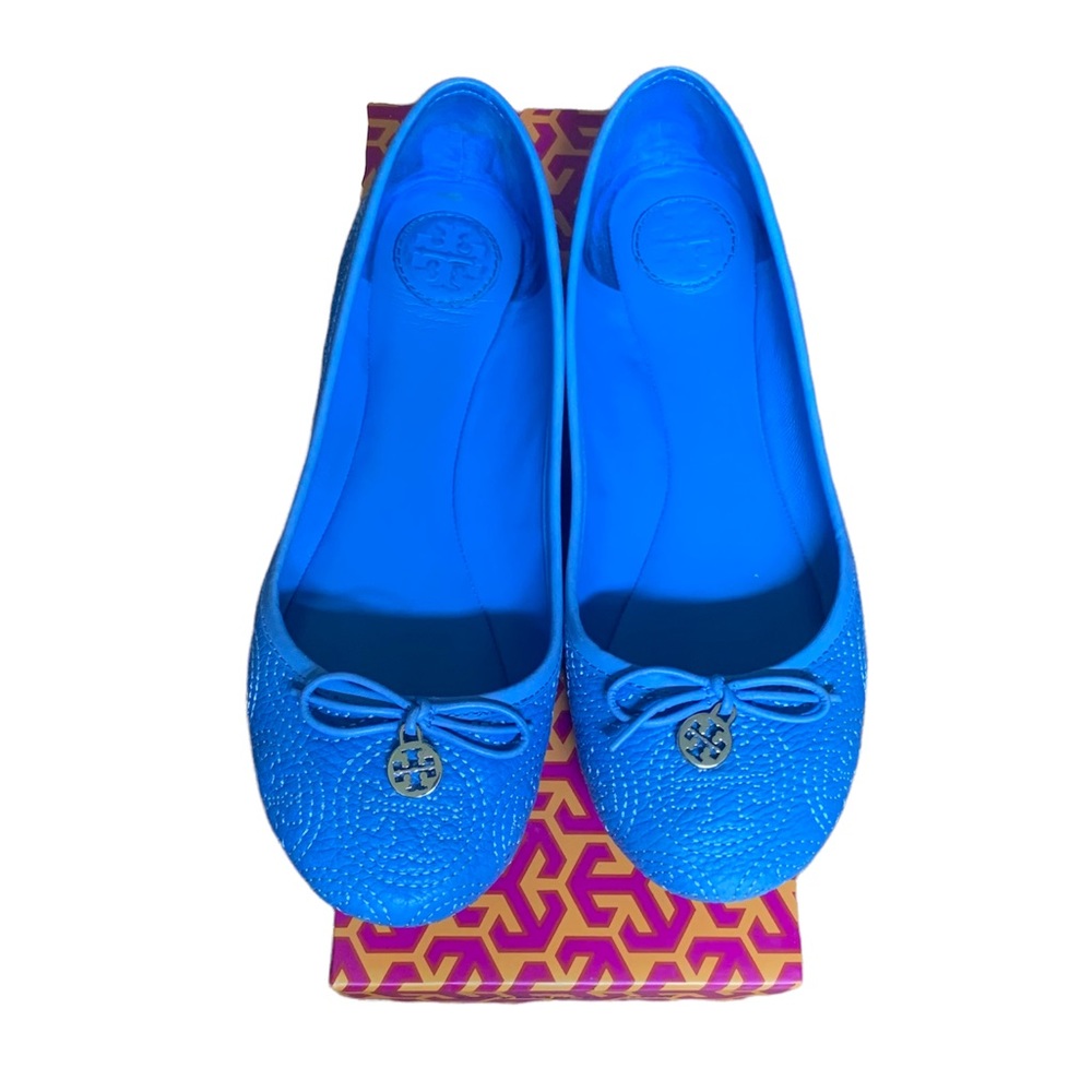 Tory Burch Blue Stitched Flats